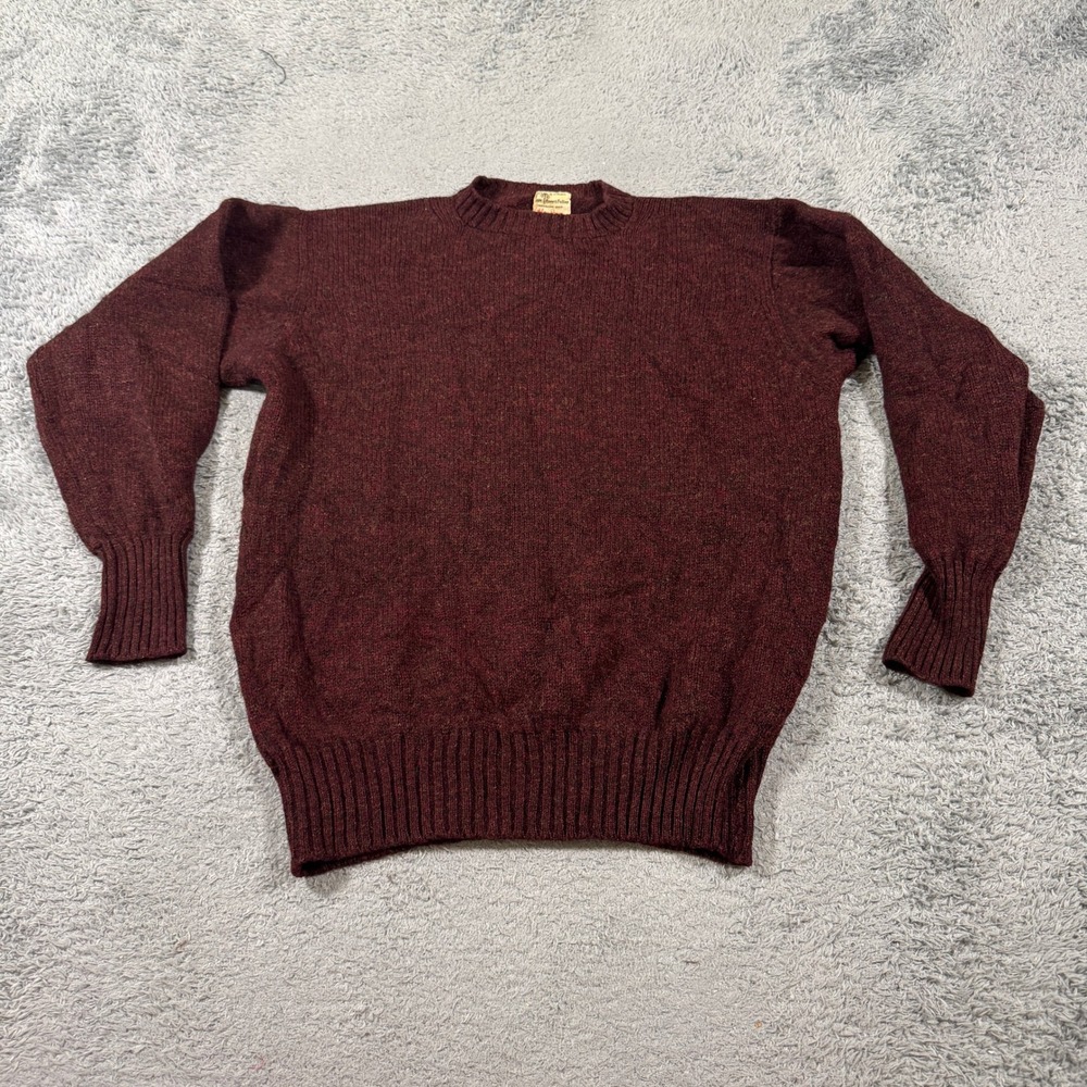 Alan Paine Mens Vintage Shetland Wool Crewneck Sweater 42 Burgundy England